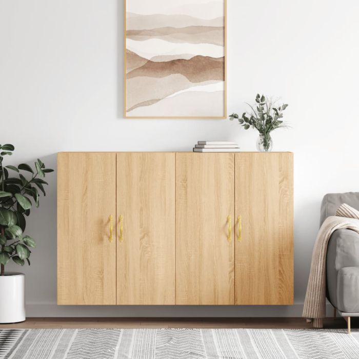Wall Mounted Cabinets 2 Pieces Sonoma Oak 69.5x34x90 cm
