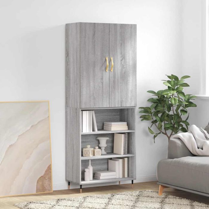 Highboard Grey Sonoma 69.5x34x180 cm Engineered Wood