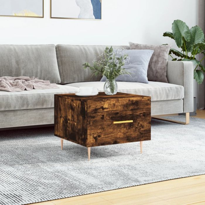 Coffee Table Smoked Oak 50x50x40 cm Engineered Wood