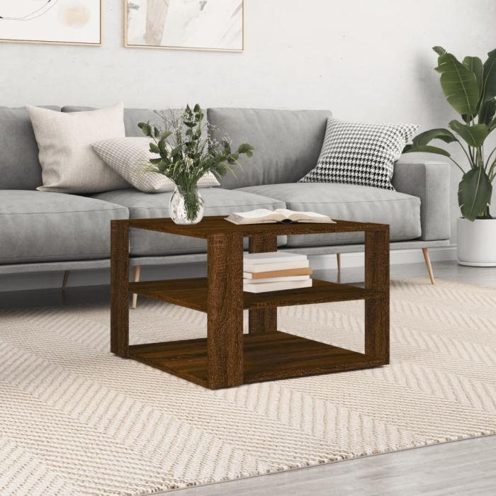 Coffee Table Brown Oak 59.5x59.5x40 cm Engineered Wood