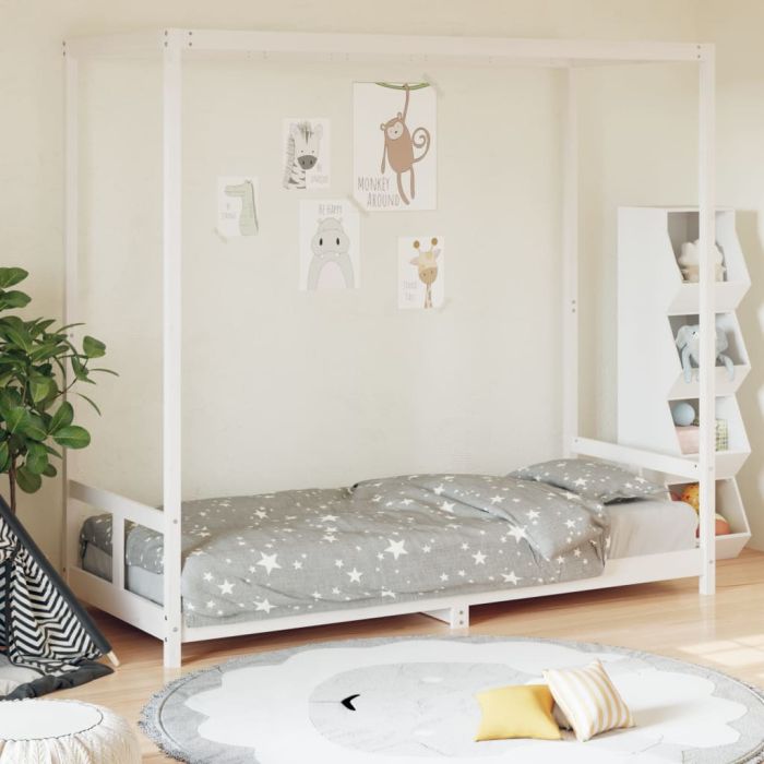 Kids Bed Frame White 80x200cm Solid Wood Pine