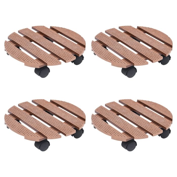 Plant Trolleys 4 pcs Brown Ã˜30x7,5 cm WPC