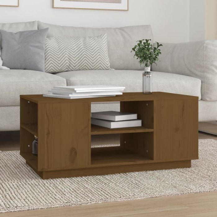 Coffee Table Honey Brown 90x49x40.5 cm Solid Wood Pine