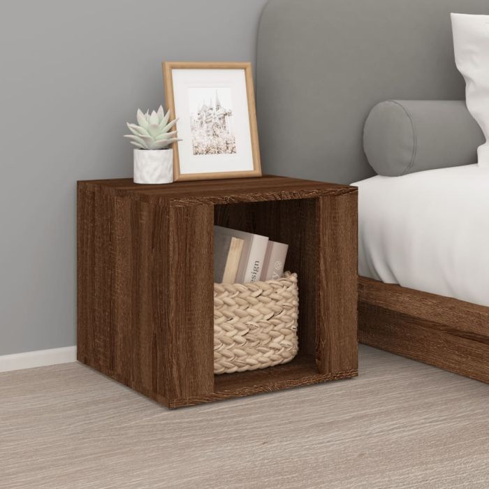 Bedside Table - KITCHENER Nightstand Brown Oak 41cm
