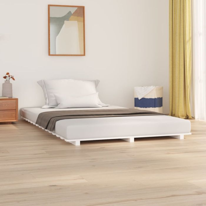 Bed Frame White 150x200 cm 5FT King Size Solid Wood Pine
