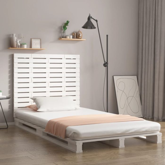 Wall Headboard White 126x3x91.5cm Solid Wood Pine