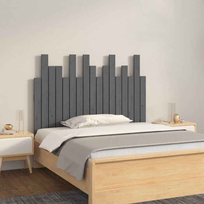 Wall Headboard Grey 108x3x80cm Solid Wood Pine