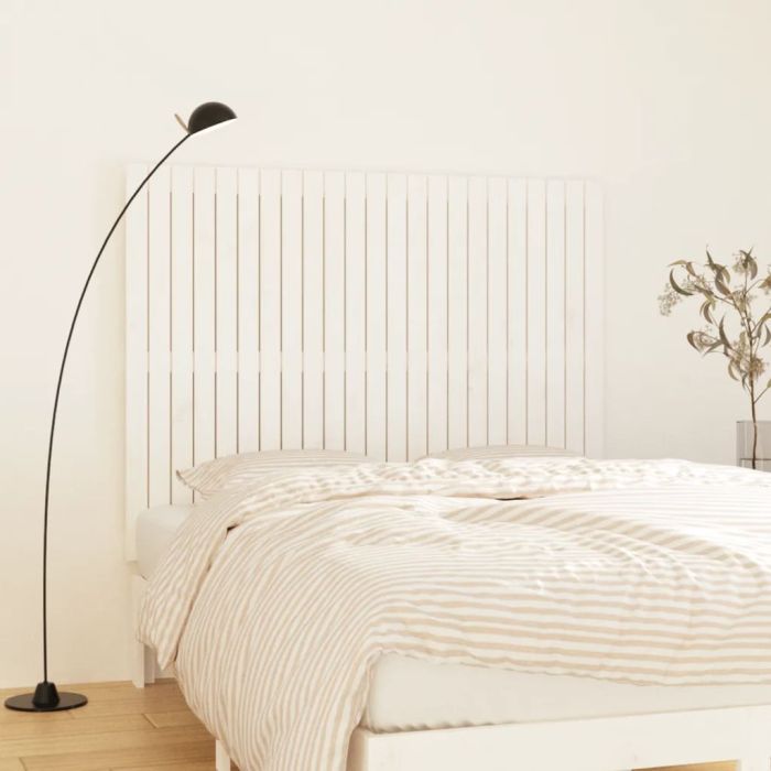 Wall Headboard White 146.5x3x110cm Solid Wood Pine