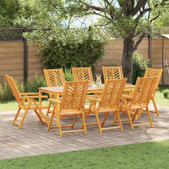 LAOBRO Garden Dining Set 9 pcs Solid Acacia Wood - Brown