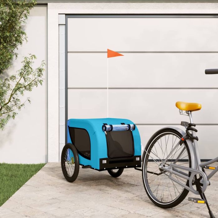 Dog Bike Trailer Blue and Black Oxford Fabric and Iron