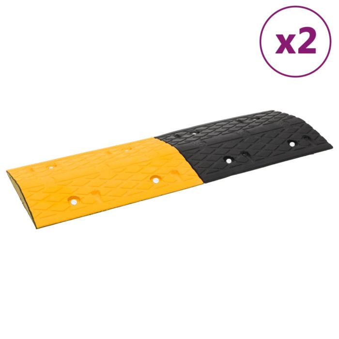 Speed Hump 2 Pcs Yellow and Black 97x32.5x4cm Rubber