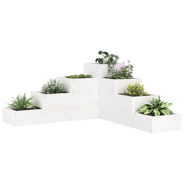 Garden Planter 4-Tier 80.5x79x36 cm White Solid Wood Pine