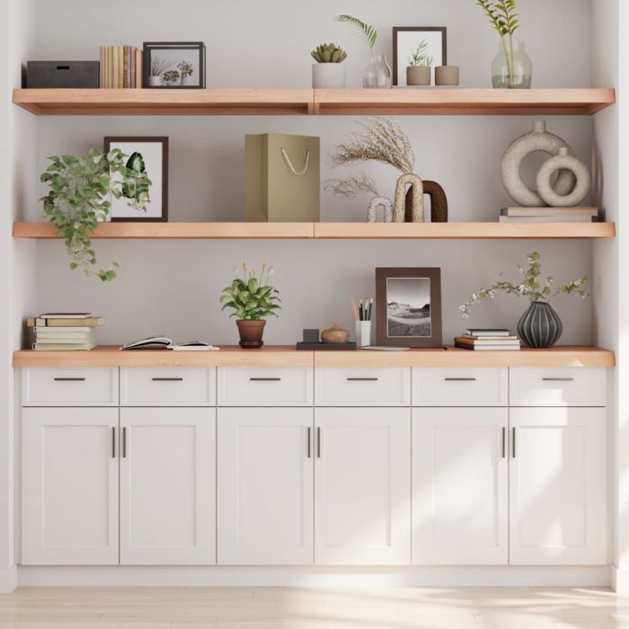 Wall Shelf 220x60x6 cm Untreated Solid Wood Oak