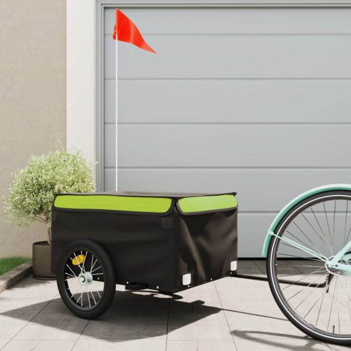 Bike Trailer Black and Green 45 kg Iron - vid-94088
