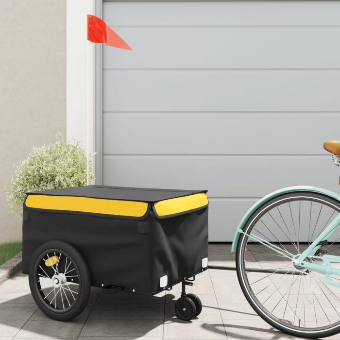Bike Trailer Black and Yellow 45 kg Iron - vid-94106
