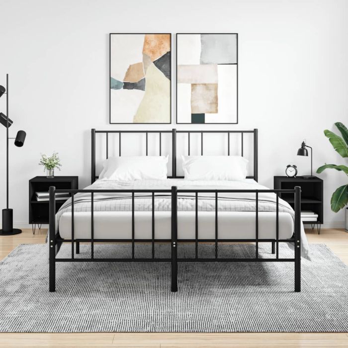 Bedside Table - ADRIAN Gus 2 Piece Nightstand Black 40cm