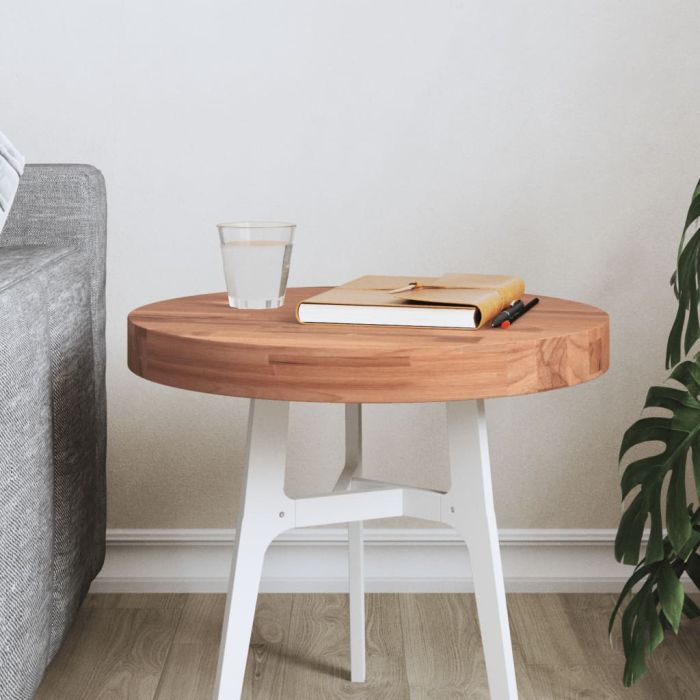 Table Top Ã˜40x4 cm Round Solid Wood Beech