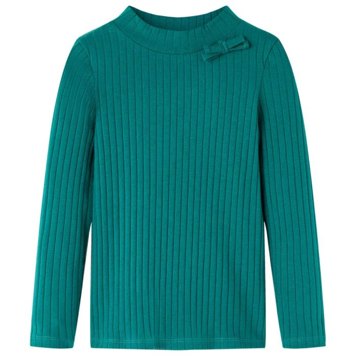 Kids' T-shirt with Long Sleeves Rib-knit Dark Green 116