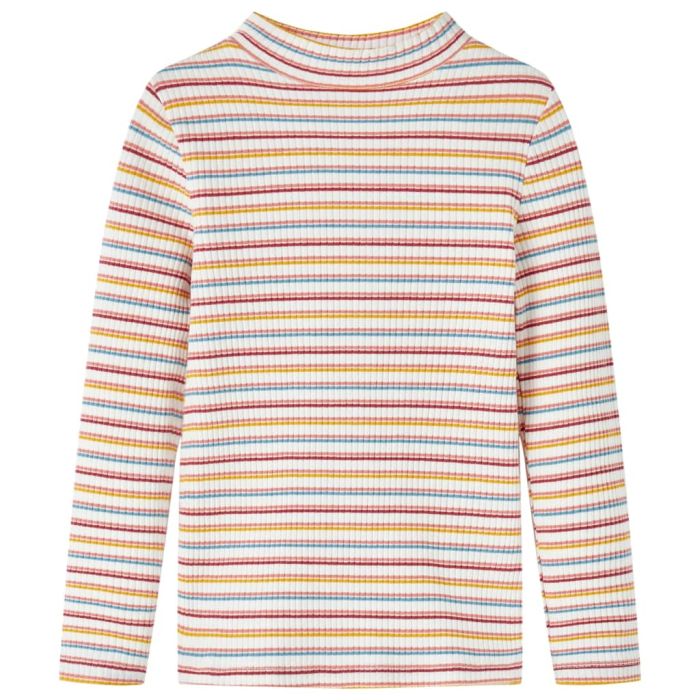 Kids' T-shirt with Long Sleeves Mock Turtleneck Ecru 116