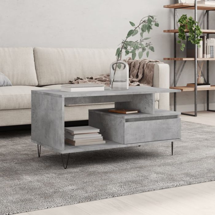 Coffee Table Concrete Grey 90x49x45 cm Engineered Wood