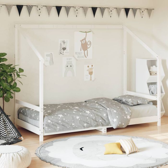 Kids Bed Frame White 90x200cm Solid Wood Pine