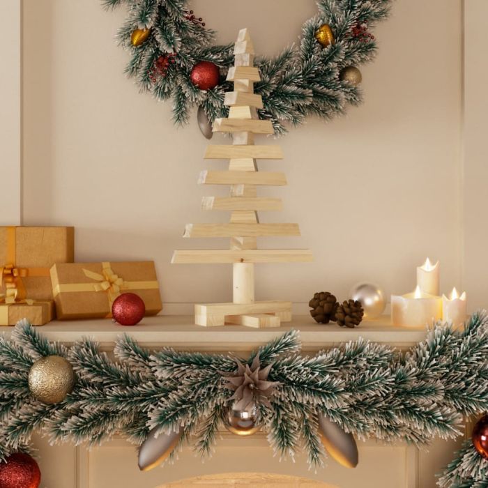 Lauxe Wooden Christmas Tree Decoration 60cm Solid Wood Pine