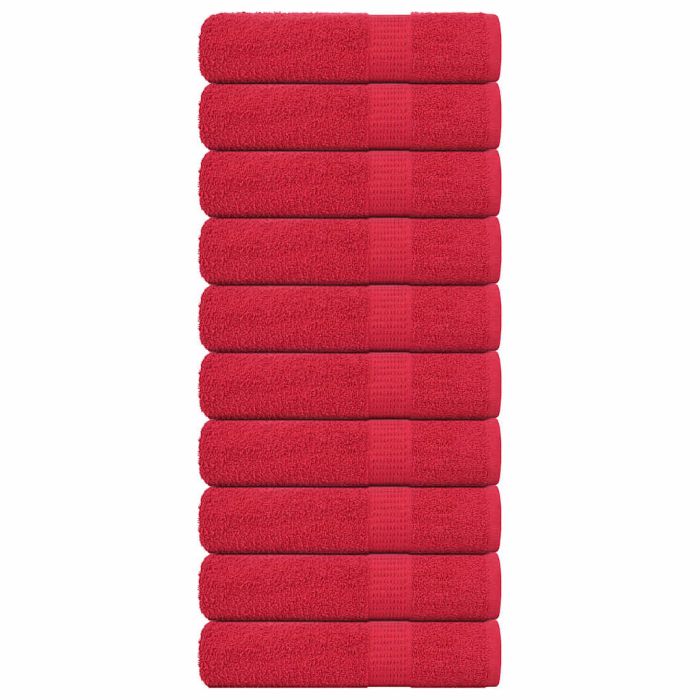 Bath Towels 10 pcs Red 100x150 cm 360 gsm 100% Cotton