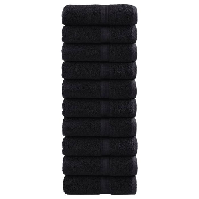 SOLMERE Premium Guest Towels 10 Pieces Black 30x50 cm 600 gsm
