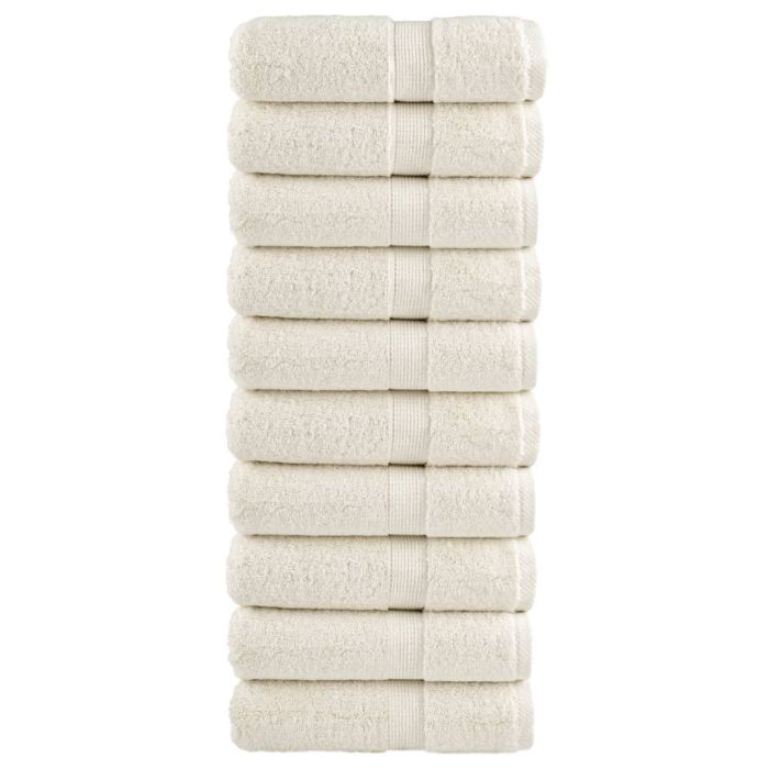 SOLMERE Premium Wash Towels 10 Pieces Cream 30x30 cm 600 gsm