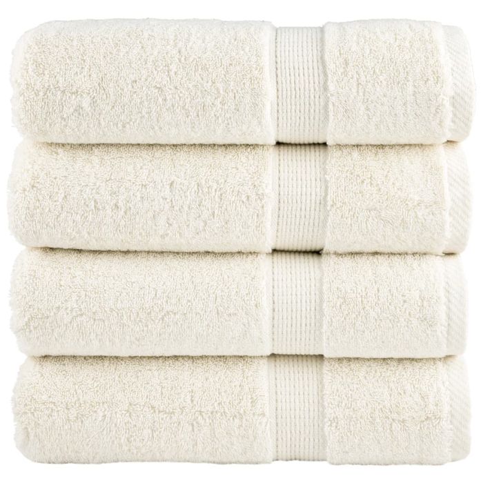 SOLMERE Premium Shower Towels 4 Pieces Cream 70x140 cm 600 gsm