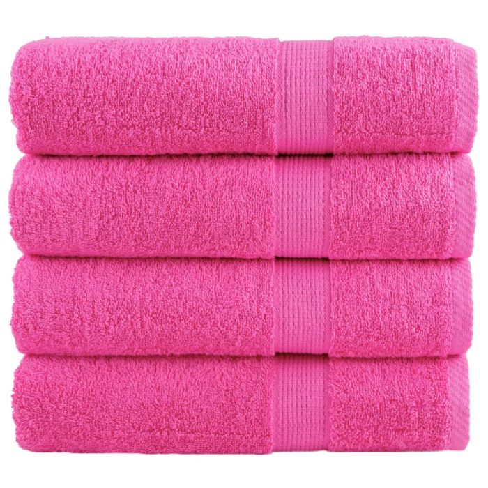 SOLMERE Premium Hand Towels 4 Pieces Pink 50x100 cm 600 gsm