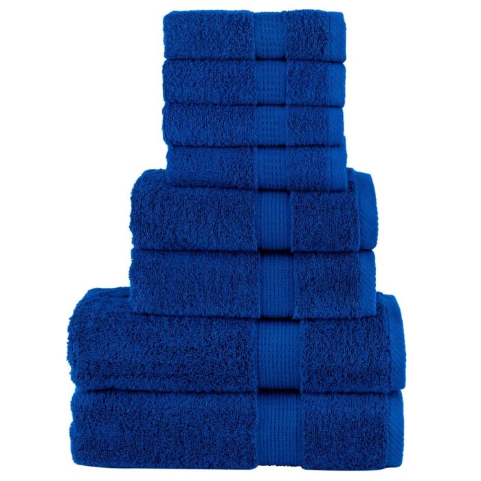 SOLMERE 8 Piece Premium Towel Set Blue 600 gsm