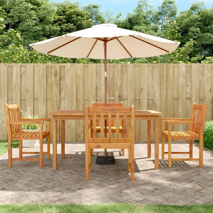 5 Pcs Garden Dining Set Solid Wood Acacia