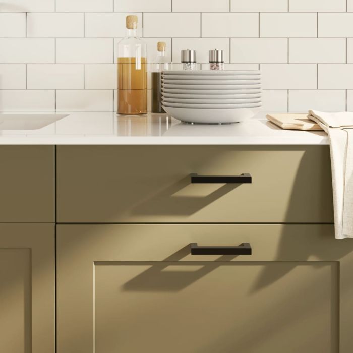 Cabinet Handles 10 Pcs Black 96mm Stainless Steel