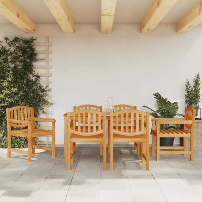 7 Pcs Garden Dining Set Solid Wood Teak