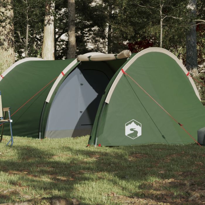 Camping Tent 4 Persons Green 405x170x106 cm 185T Taffeta