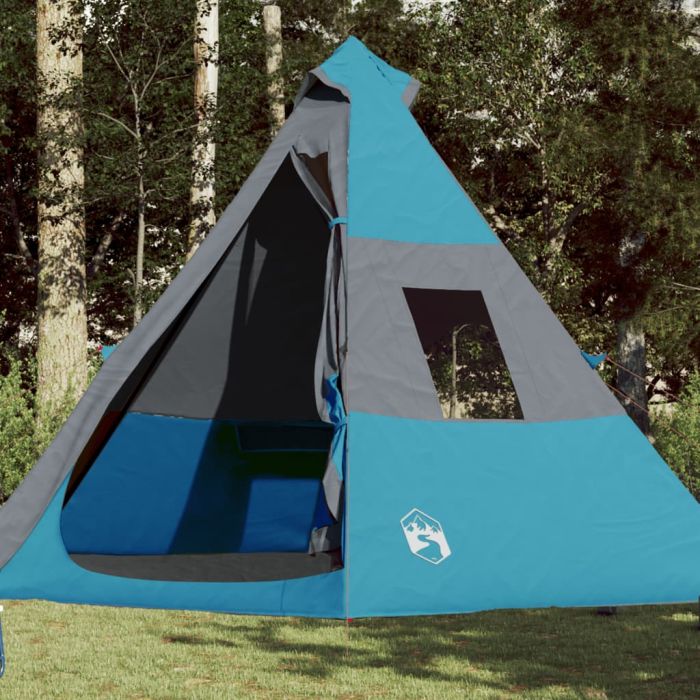 Camping Tent 7 Persons Blue 350x350x280 cm 185T Taffeta
