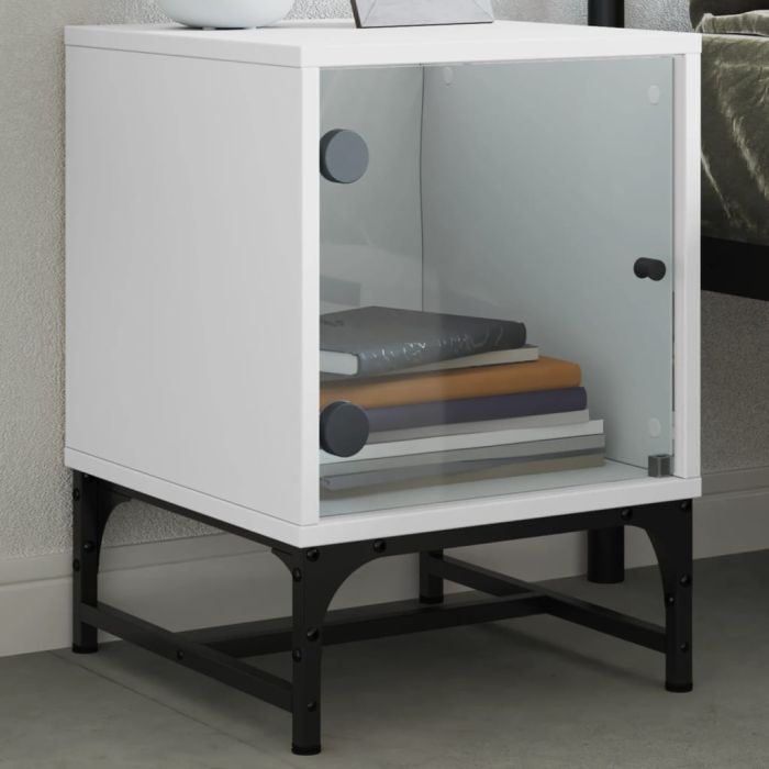 Bedside Table - LYNDEN Nightstand White 35cm
