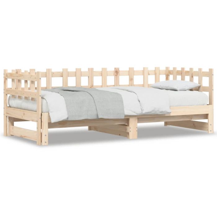 Pull-out Day Bed 2x(90x200) cm Solid Wood Pine