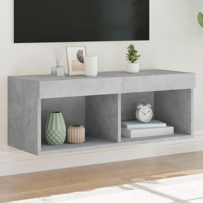TV Cabinet with LED Lights Concrete Grey 80x30x30 cm