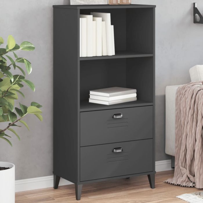 Bookcase VIKEN Anthracite Grey 60x35x123 cm Solid Wood Pine