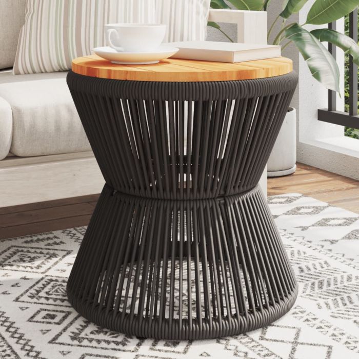 Coffee Table with Wire Base Black  45x44 cm Solid Wood Acacia