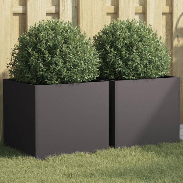 Planters 2 pcs Black 42x40x39 cm Cold-rolled Steel