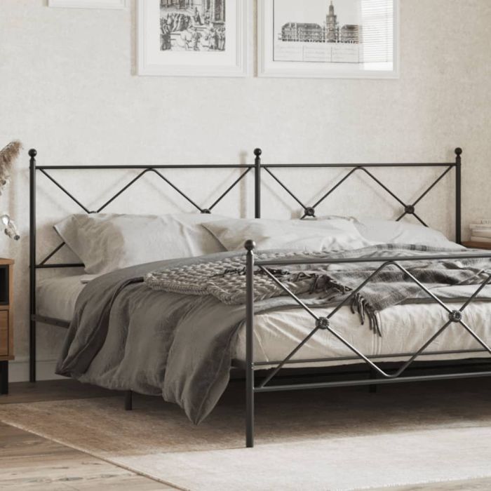Metal Headboard Black 193cm - vid-376539