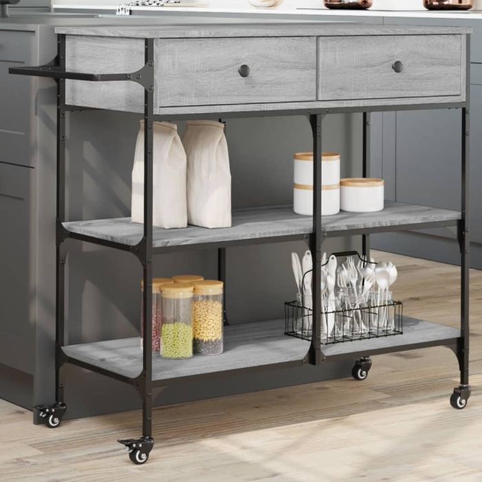 Kitchen Trolley Grey Sonoma 105x42x95 cm Engineered Wood