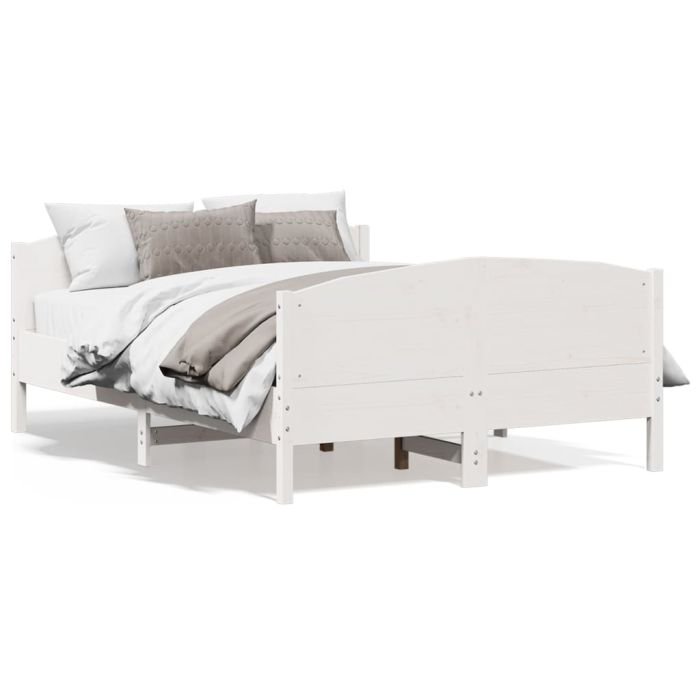 Bed Frame with Headboard White 120x190 cm Small Double Solid Wood Pine