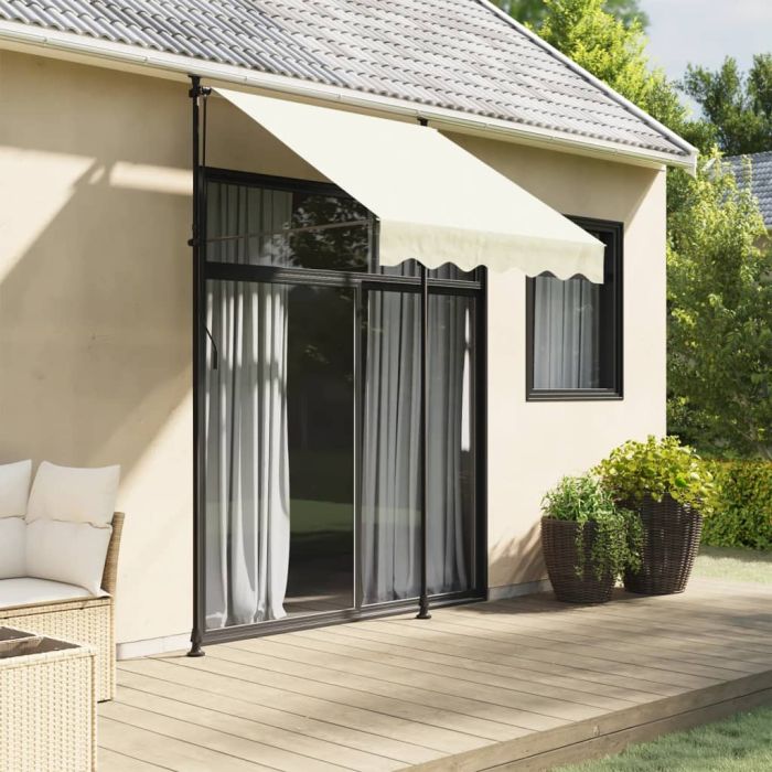 Retractable Awning Cream 150x150 cm Fabric and Steel - vid-368744