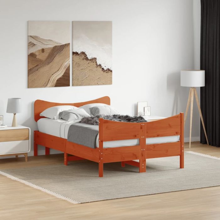 Bedframe Wax Brown 120x200cm Solid Wood Pine