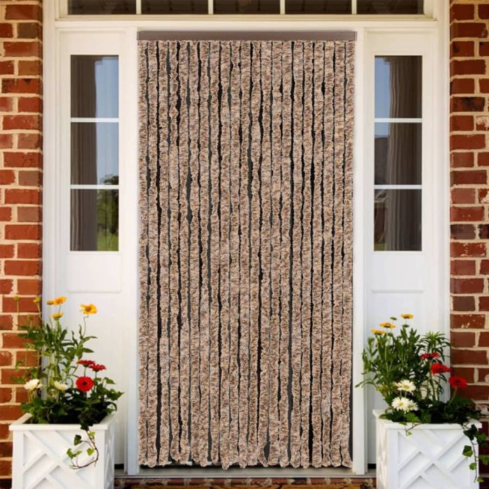 Fly Curtain Beige and Dark Brown 100x230 cm Chenille