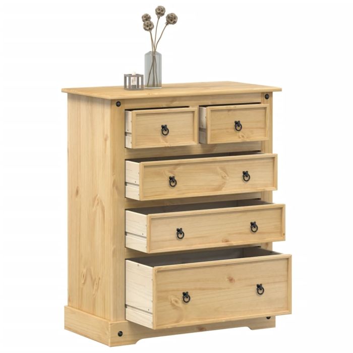 GRACE Oak Finish Chest of Drawers - Medium-sized, 5 Drawers